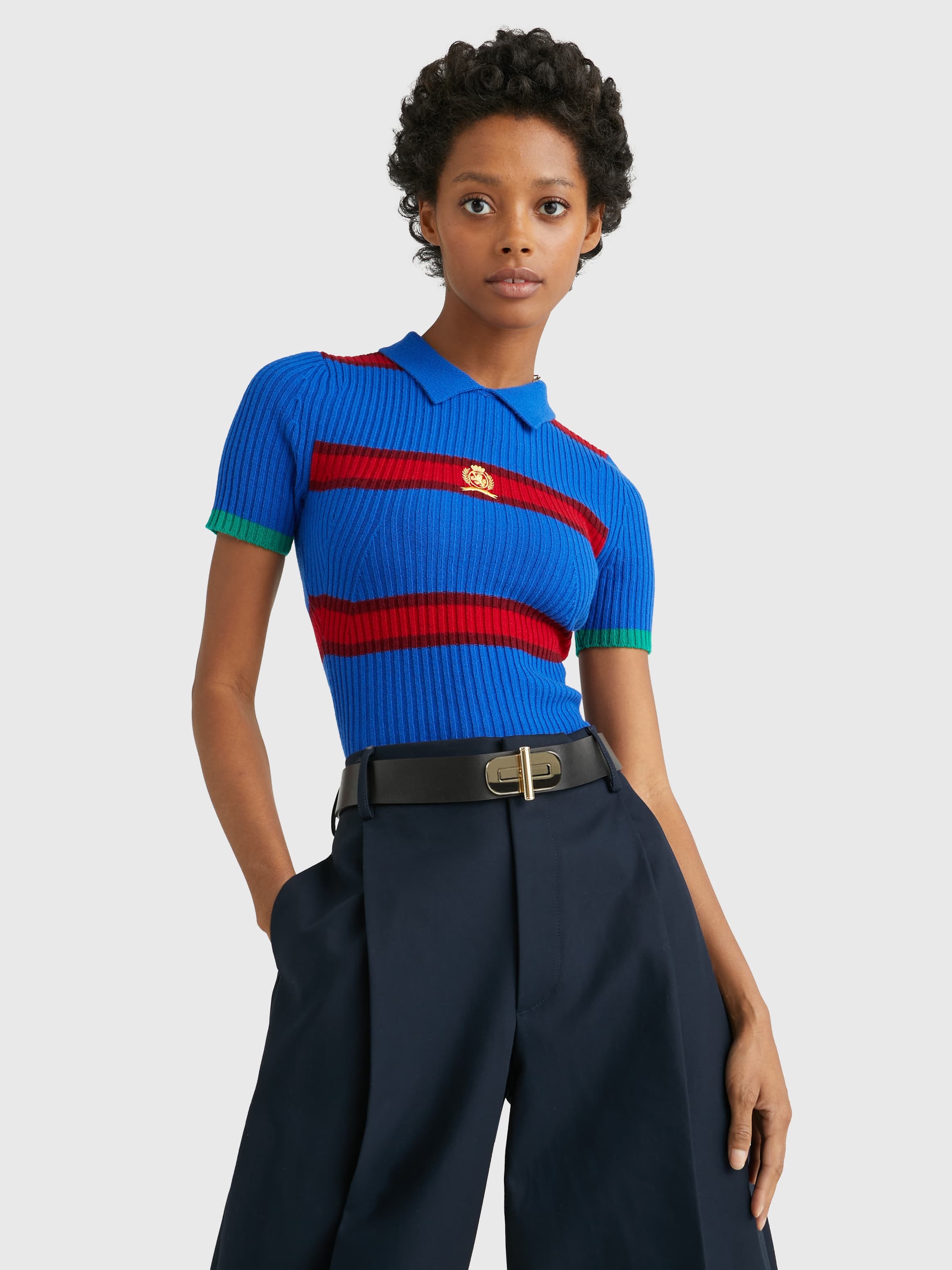 Wool Multicolour Stripe Polo