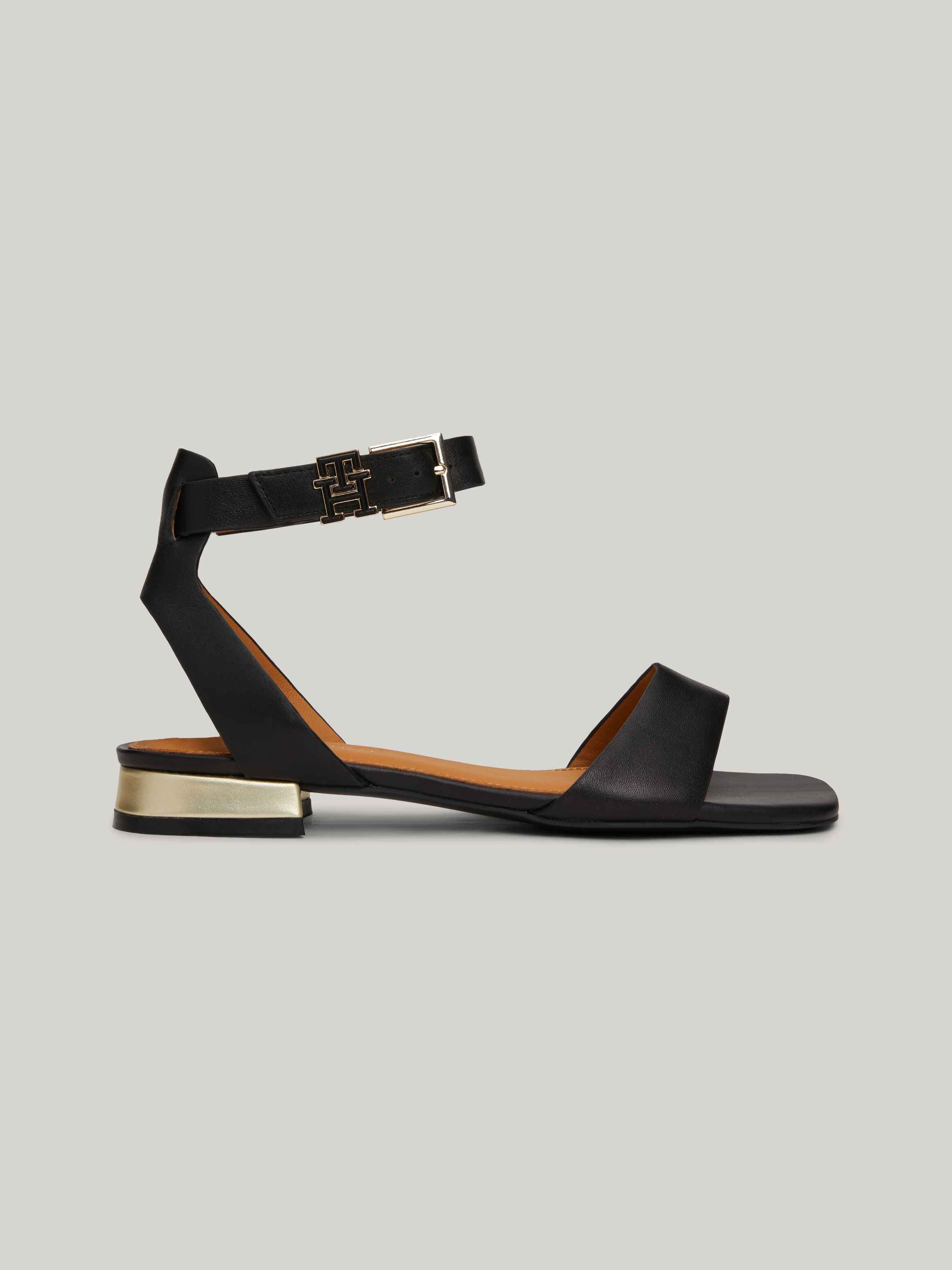 TH Monogram Leather Flat Sandals