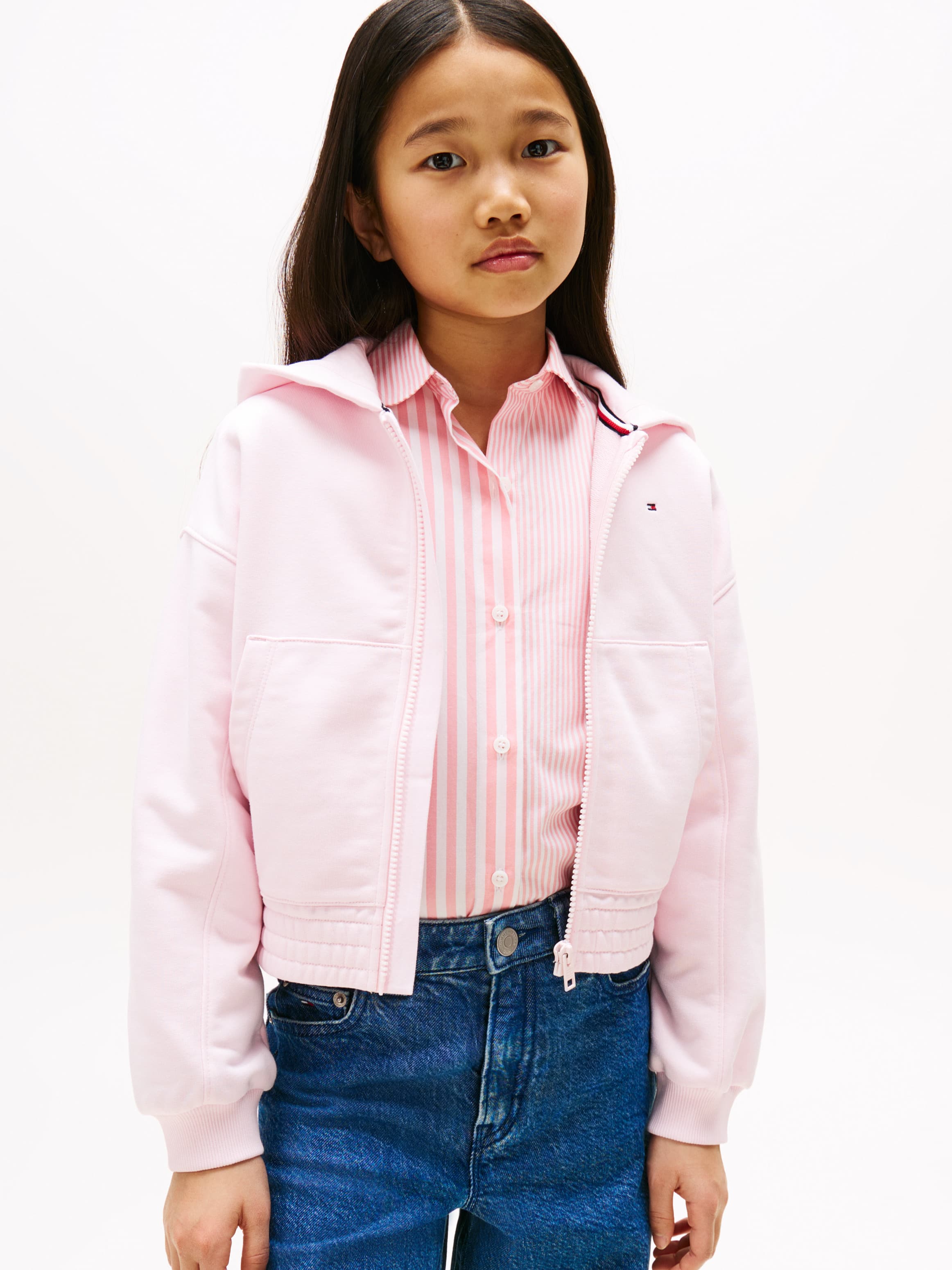 Textured Logo Relaxed Zip-Thru Hoody