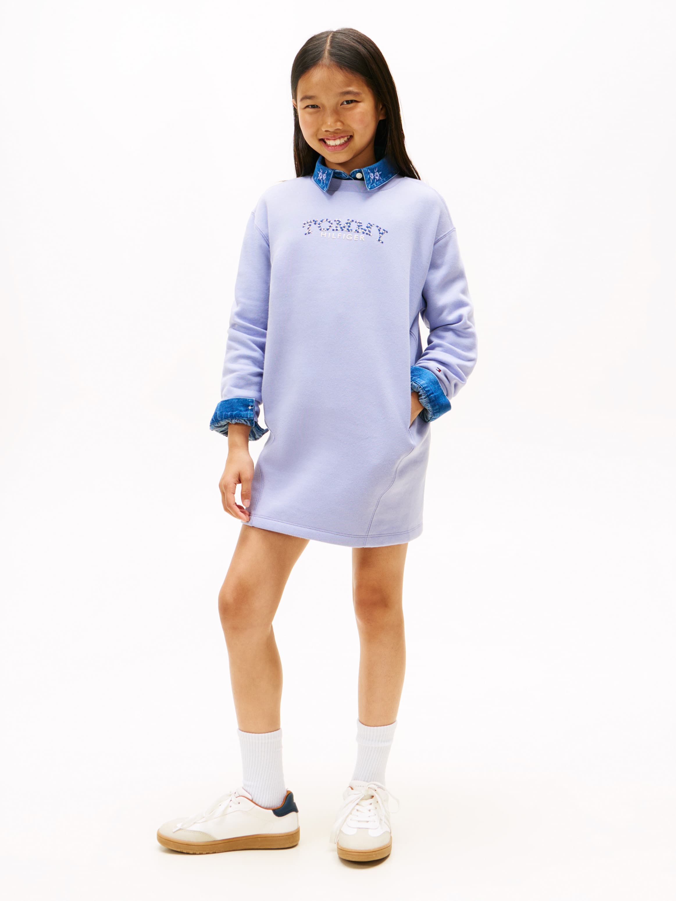 Floral Logo Fleece Relaxed Sweatshirt Dress