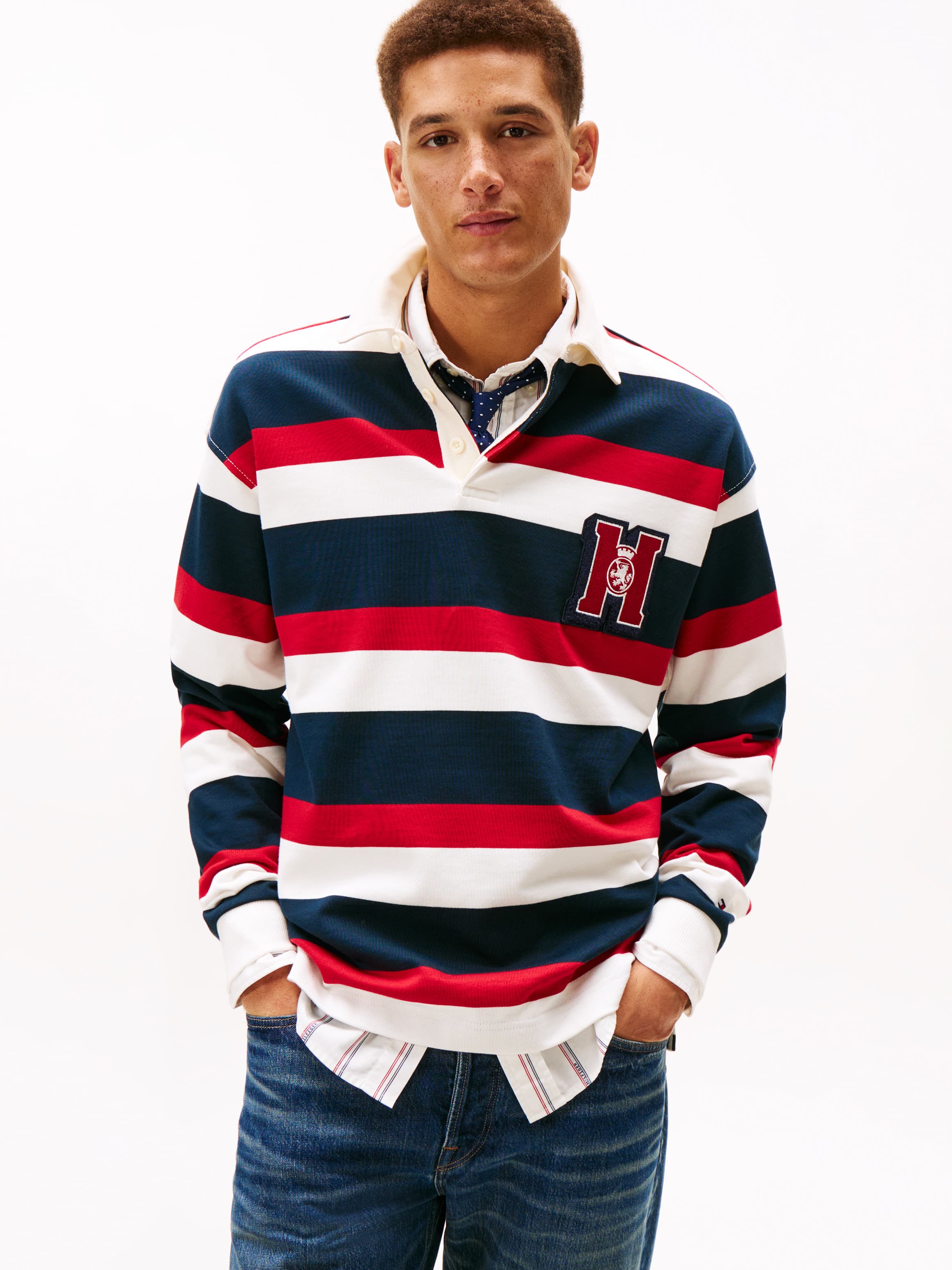Logo Appliqué Stripe Relaxed Rugby Shirt