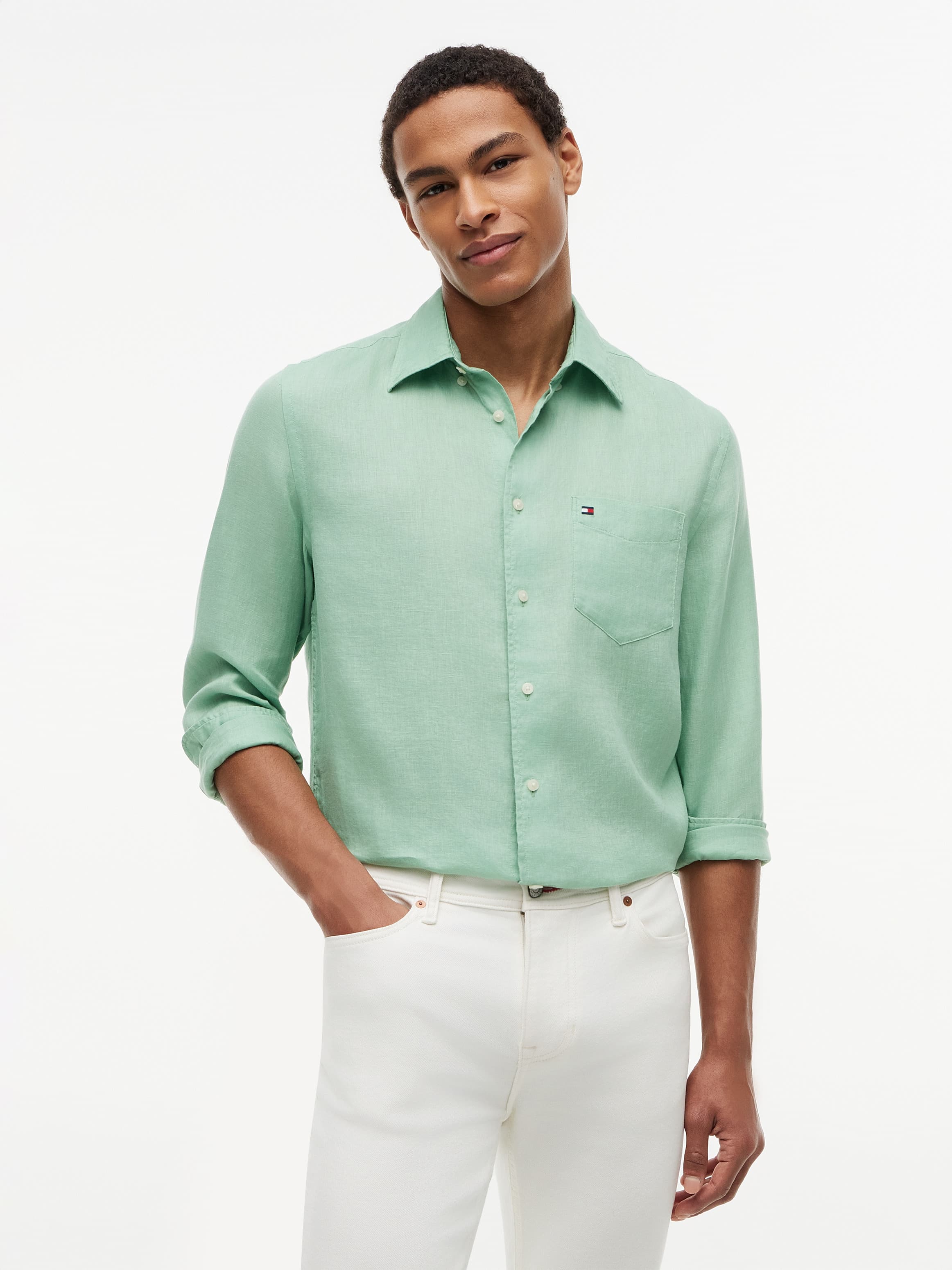 Regular Fit Washed Pure Linen Shirt