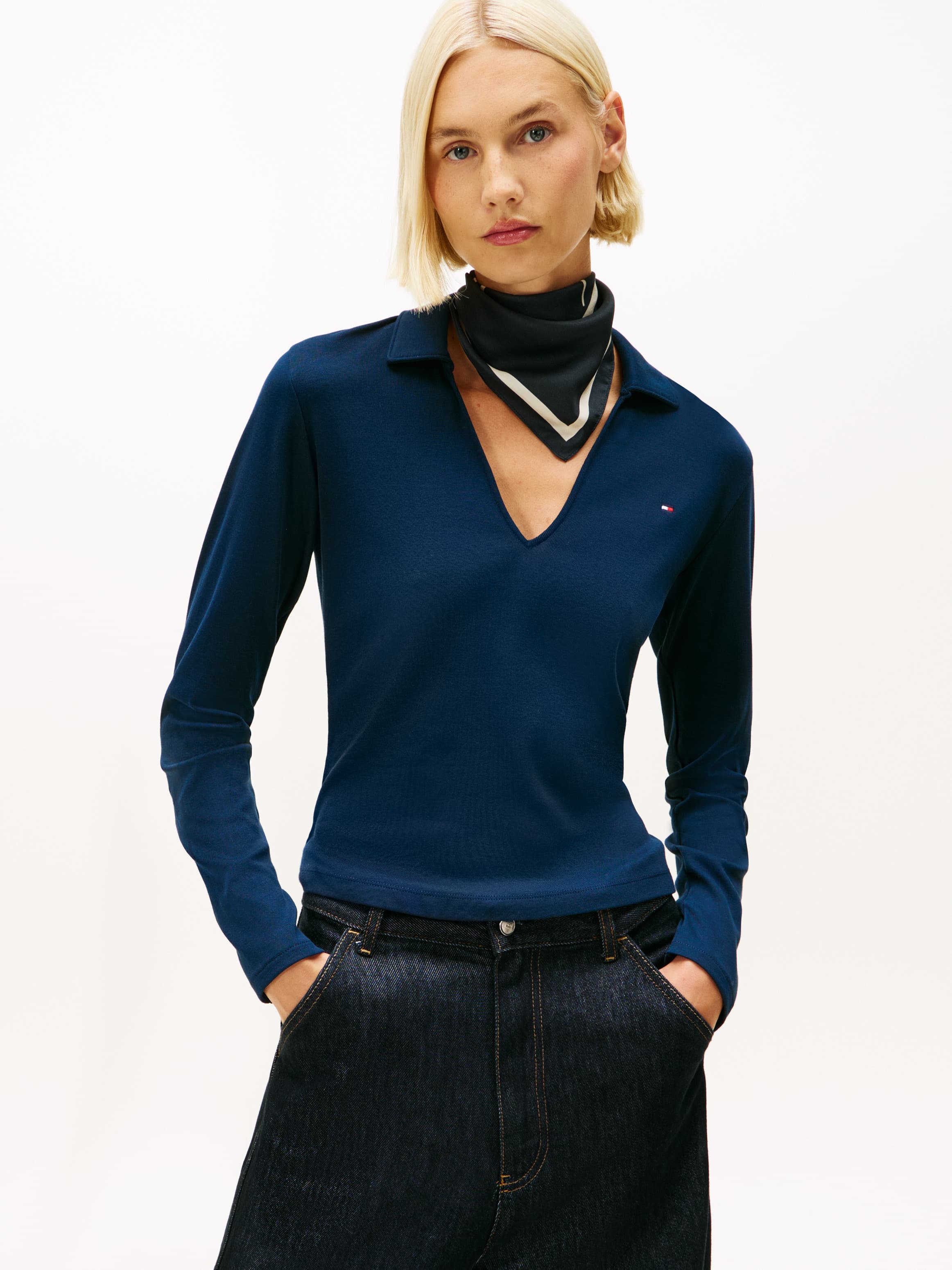 Slim Fit Long Sleeve Polo T-Shirt